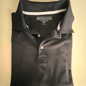 Mens Pebble Beach Performance XL Polo Golf Shirt Black EUC